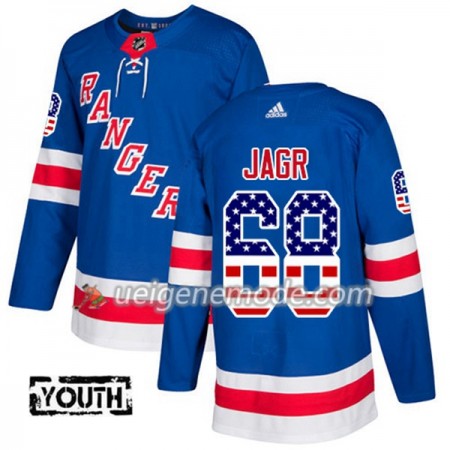 Kinder Eishockey New York Rangers Trikot Jaromir Jagr 68 Adidas 2017-2018 Blue USA Flag Fashion Authentic